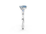 Silver Fancy Blue Oval  Cut Diamond Ring with Baguette Side Stones, Channel Set Band, and Four-Prong Setting_26