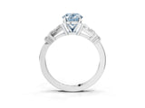 Silver Fancy Blue Oval  Cut Diamond Ring with Baguette Side Stones, Channel Set Band, and Four-Prong Setting_27