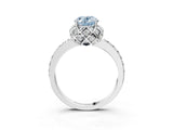 Silver Fancy Blue Oval Cut Diamond Scalloped Halo Engagement Ring with Round Shared Prong Band_3