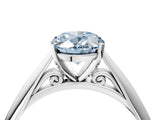Silver Fancy Blue Oval Cut Diamond Solitaire Engagement Ring with Cathedral Setting and Four-Prong Mount_10