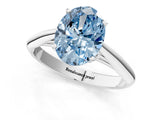 Silver Fancy Blue Oval Cut Diamond Solitaire Engagement Ring with Cathedral Setting and Four-Prong Mount_7
