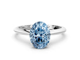 Silver Fancy Blue Oval Cut Diamond Solitaire Engagement Ring with Classic Band and Four-Prong Setting_12