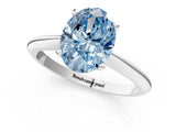 Silver Fancy Blue Oval Cut Diamond Solitaire Engagement Ring with Classic Band and Four-Prong Setting_13