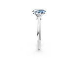 Silver Fancy Blue Oval Cut Diamond Solitaire Engagement Ring with Classic Band and Four-Prong Setting_14