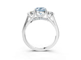 Silver Fancy Blue Oval Cut Diamond Three-Stone Engagement Ring with Prong Setting and Pavé Band_15