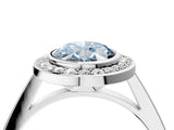 Silver Fancy Blue Oval Cut Halo Bezel Diamond Pave Band Ring_10