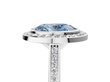 Silver Fancy Blue Oval Cut Halo Bezel Diamond Pave Band Ring_11