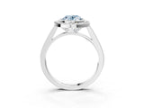 Silver Fancy Blue Oval Cut Halo Bezel Diamond Pave Band Ring_9
