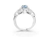 Silver Fancy Blue Oval Cut Halo Diamond Split Shank Engagement Ring with Four-Prong Setting_21