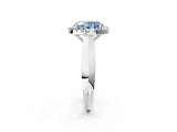 Silver Fancy Blue Oval  Cut Halo Solitaire Engagement Ring with Square Band and Four-Prong Setting_27