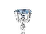Silver Fancy Blue Oval Cut Solitaire Diamond Ring with Infinity Twist Band and Four-Prong Setting_11