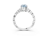 Silver Fancy Blue Oval Cut Solitaire Diamond Ring with Infinity Twist Band and Four-Prong Setting_9
