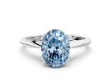 Silver Fancy Blue Oval Cut Solitaire Diamond Ring with Six-Prong Setting and Classic Band_40