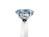 Silver Fancy Blue Oval  Cut Solitaire Engagement Ring with Flat Band and Four-Prong Setting 5