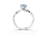 Silver Fancy Blue Oval Cut Solitaire Twist Pave Diamond Engagement Ring with Prong Setting_45