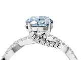 Silver Fancy Blue Oval Cut Solitaire Twist Pave Diamond Engagement Ring with Prong Setting_46
