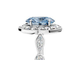 Silver Fancy Blue Oval  Halo Diamond Engagement Ring with Twisted Band and Four-Prong Setting 5