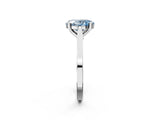 Silver Fancy Blue Oval  Solitaire Diamond Ring with Four-Prong Setting and Tapered Band 2
