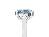 Silver Fancy Blue Oval  Solitaire Diamond Ring with Four-Prong Setting and Tapered Band 5