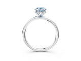 Silver Fancy Blue Oval  Solitaire Diamond Ring with a Classic Band and Four-Prong Setting 4