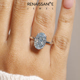 Silver Fancy Blue Oval  Solitaire Engagement Ring with Cathedral Band and Four-Prong Setting_38