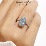Silver Fancy Blue Oval  Solitaire Engagement Ring with Cathedral Band and Four-Prong Setting_40