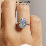 Silver Fancy Blue Oval  Solitaire Engagement Ring with Cathedral Band and Four-Prong Setting_41