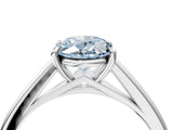 Silver Fancy Blue Oval  Solitaire Engagement Ring with Four-Prong Setting and Classic Band 4