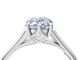 Silver Fancy Blue Oval  Solitaire Engagement Ring with Six-Prong Setting and Classic Band 4