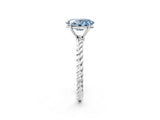 Silver Fancy Blue Oval  Solitaire Twist Band Ring with Four-Prong Setting_5