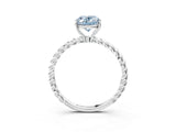 Silver Fancy Blue Oval  Solitaire Twist Band Ring with Four-Prong Setting_6