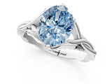 Silver Fancy Blue Oval  Solitaire Twist Band Six-Prong Setting 2