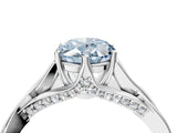 Silver Fancy Blue Oval  Solitaire Twist Band Six-Prong Setting 5