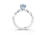 Silver Fancy Blue Oval  Solitaire Twisted Band with Prong Setting 4