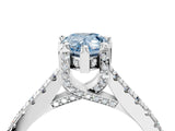 Silver Fancy Blue Pear  Brilliant Diamond Solitaire with Pavé Band and Four-Prong Setting 5