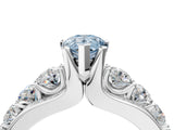 Silver Fancy Blue Pear  Brilliant Solitaire with Side Stones on a Pave Band and Four-Prong Setting_16