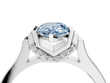 Silver Fancy Blue Pear Cut Brilliant Solitaire Diamond Ring with Channel Set Band and Bar Prong Setting_10