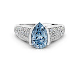 Silver Fancy Blue Pear Cut Cut Diamond Channel Set Pave Band with Tension Prong Setting_6