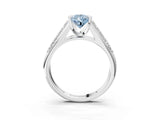 Silver Fancy Blue Pear Cut Cut Diamond Channel Set Pave Band with Tension Prong Setting_9