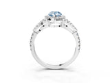 Silver Fancy Blue Pear Cut Cut Diamond Halo Engagement Ring with Open Split Pavé Band_9