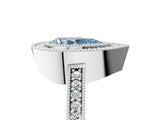 Silver Fancy Blue Pear Cut-Cut Diamond Halo Engagement Ring with Pave Band and Prong Setting_17
