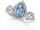 Silver Fancy Blue Pear Cut Cut Halo Diamond Infinity Band with Four-Prong Setting_7