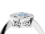 Silver Fancy Blue Pear Cut Cut Halo Pavé Diamond Ring_10