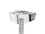 Silver Fancy Blue Pear Cut Cut Halo Pavé Diamond Ring_11