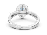 Silver Fancy Blue Pear Cut Diamond Double Halo Ring with Split Shank and Four-Prong Setting_6