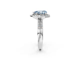 Silver Fancy Blue Pear Cut Diamond Double Halo Ring with Split Shank and Four-Prong Setting_8