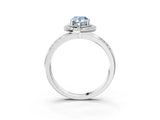 Silver Fancy Blue Pear Cut Diamond Double Halo Ring with Split Shank and Four-Prong Setting_9