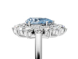 Silver Fancy Blue Pear Cut Diamond Floral Double Halo Engagement Ring with Prong Setting_59