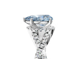 Silver Fancy Blue Pear Cut Diamond  Halo Twist Band Solitaire Prong Setting Ring_17
