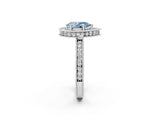 Silver Fancy Blue Pear Cut Diamond Milgrain Halo Engagement Ring with Round Pavé Band and Prong Setting_14